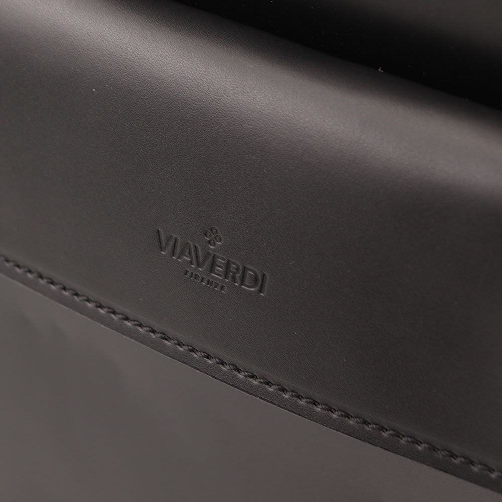 Cartella in Pelle Nera Doppio Manico VIAVERDI Made in Italy - 3 Soffietti Pc 15.6