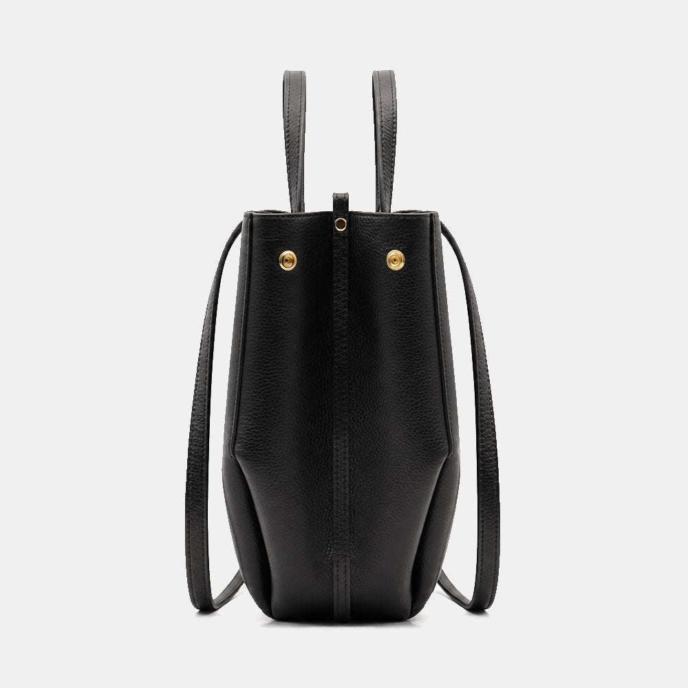 Borsa Doppio Manico a Mano e Spalla VIAVERDI in Pelle Nera Made in Italy linea Capalbio