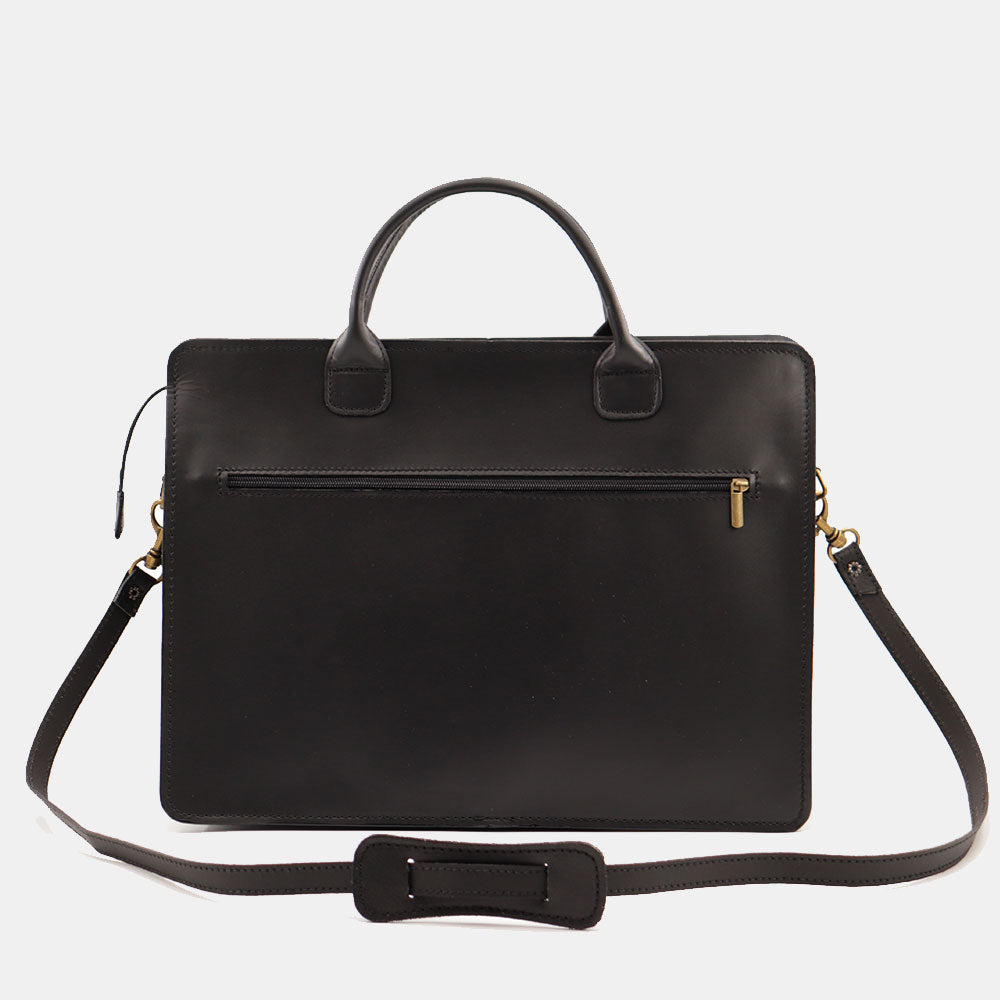 Cartella in Pelle Nera Doppio Manico VIAVERDI Made in Italy - 3 Soffietti Pc 15.6