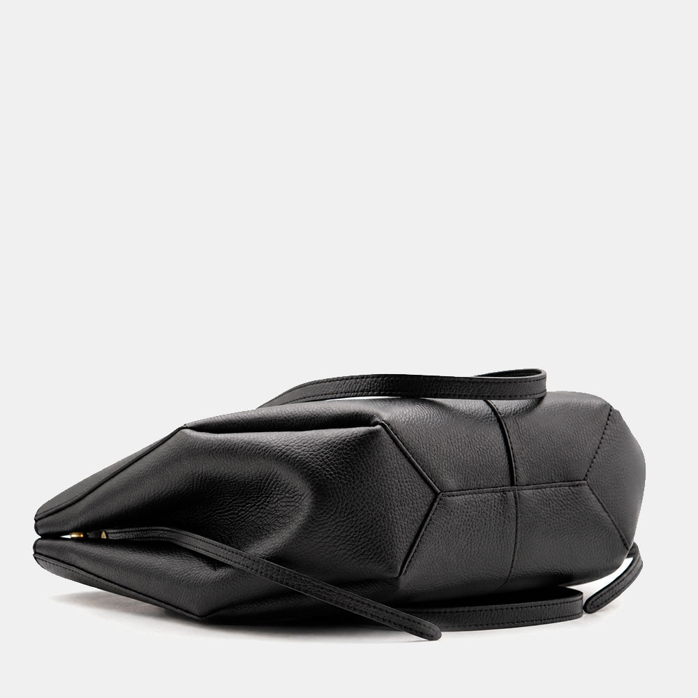 Borsa Doppio Manico a Mano e Spalla VIAVERDI in Pelle Nera Made in Italy linea Capalbio