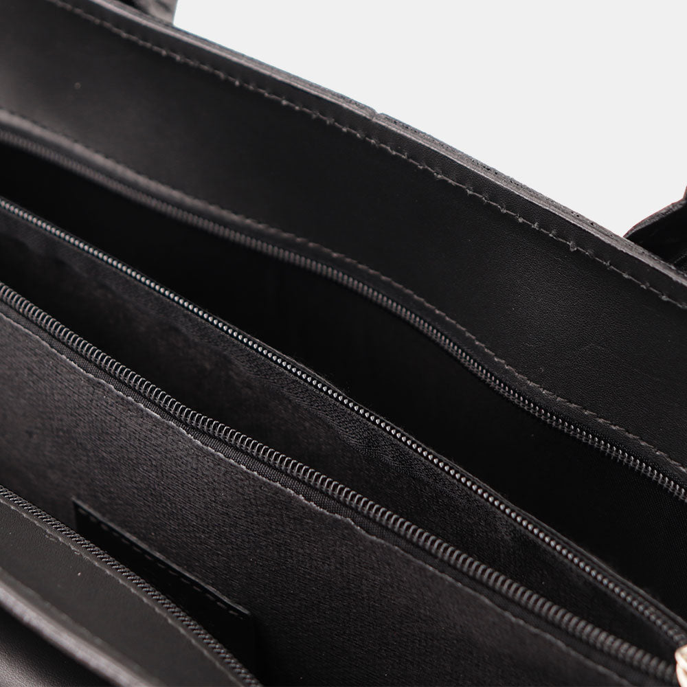 Cartella in Pelle Nera Doppio Manico VIAVERDI Made in Italy - 3 Soffietti Pc 15.6