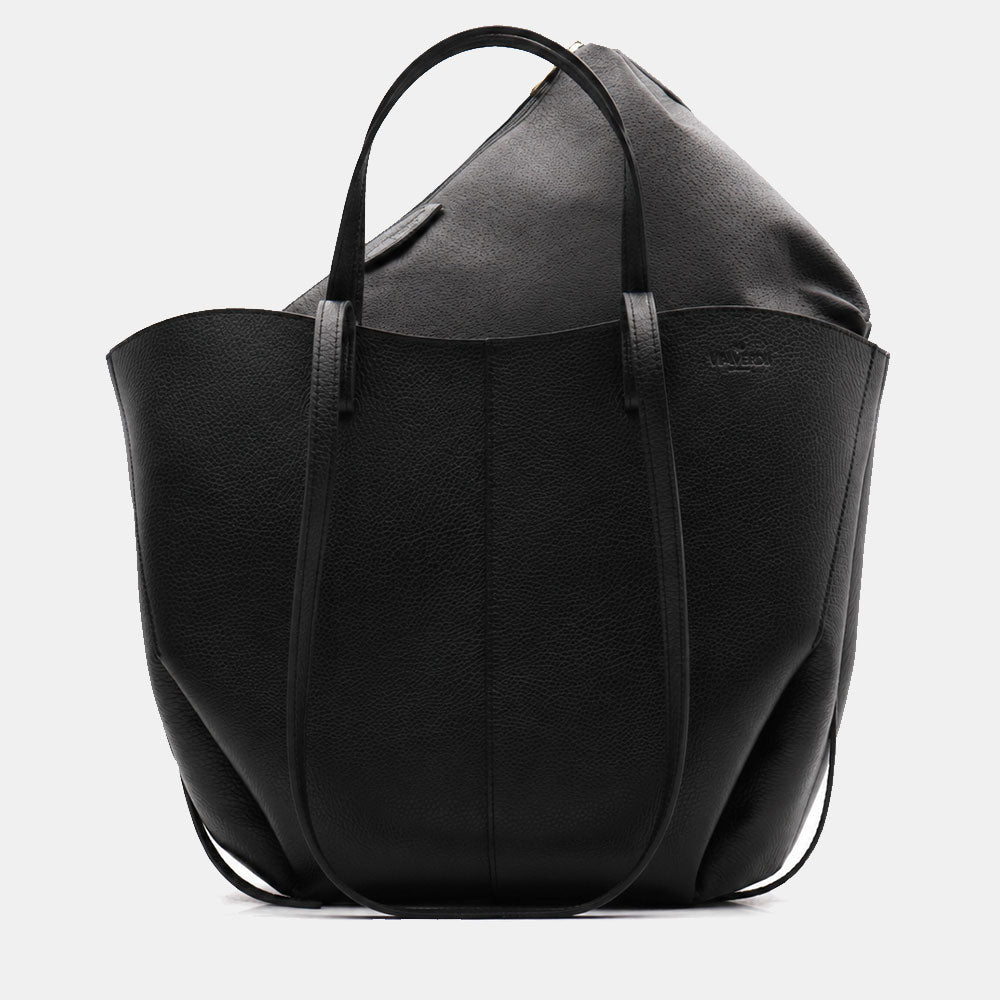 Borsa Doppio Manico a Mano e Spalla VIAVERDI in Pelle Nera Made in Italy linea Capalbio