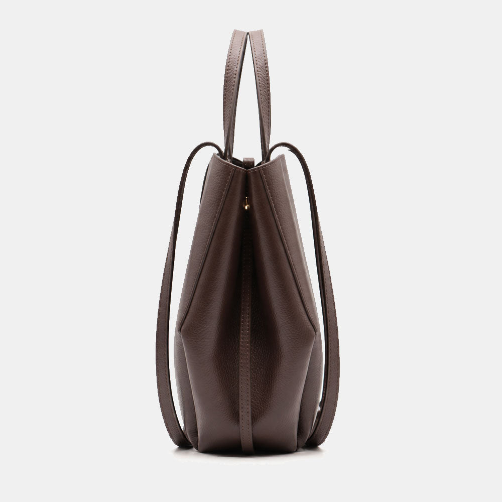 Borsa Doppio Manico a Mano e Spalla VIAVERDI in Pelle Testa di Moro Made in Italy linea Capalbio