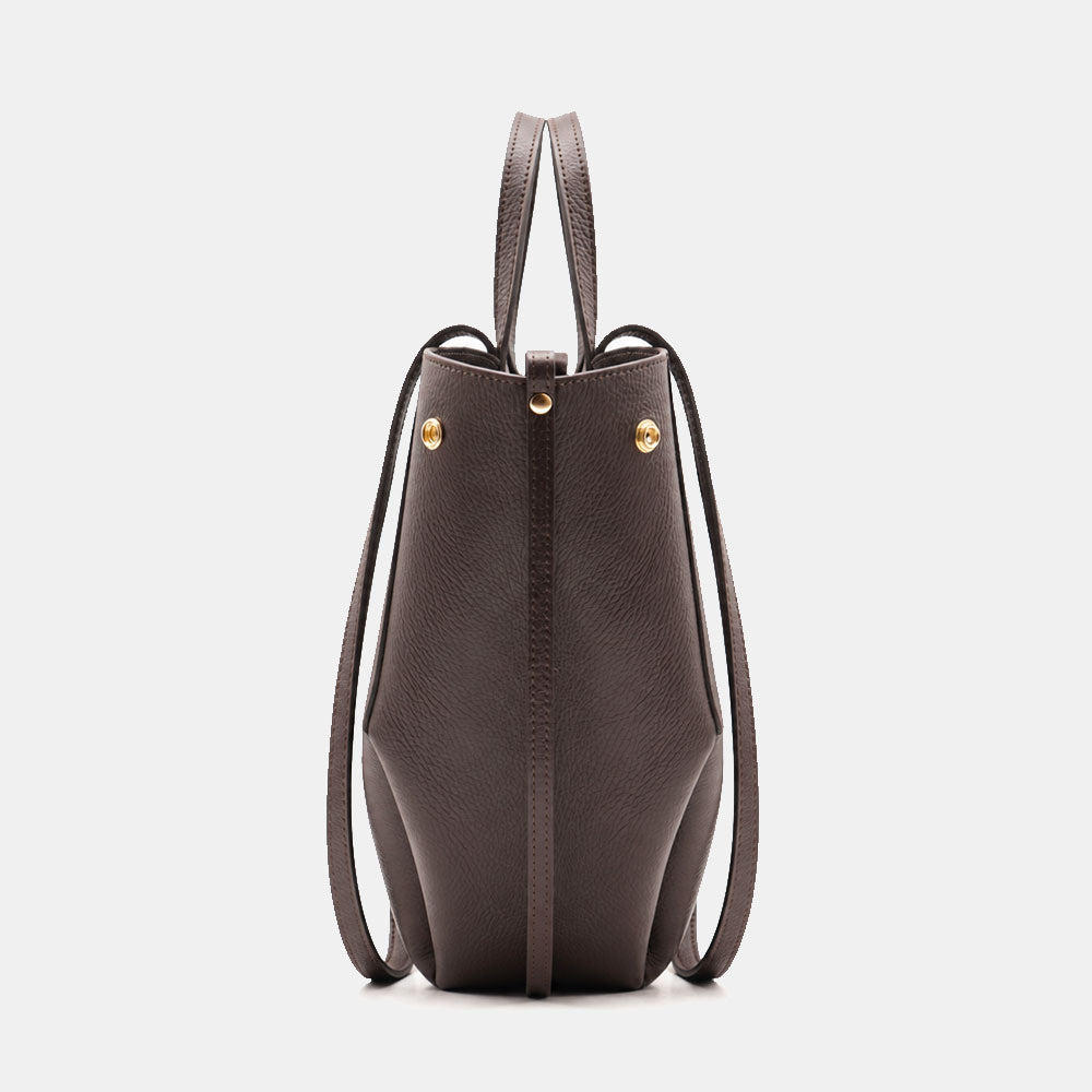 Borsa Doppio Manico a Mano e Spalla VIAVERDI in Pelle Testa di Moro Made in Italy linea Capalbio