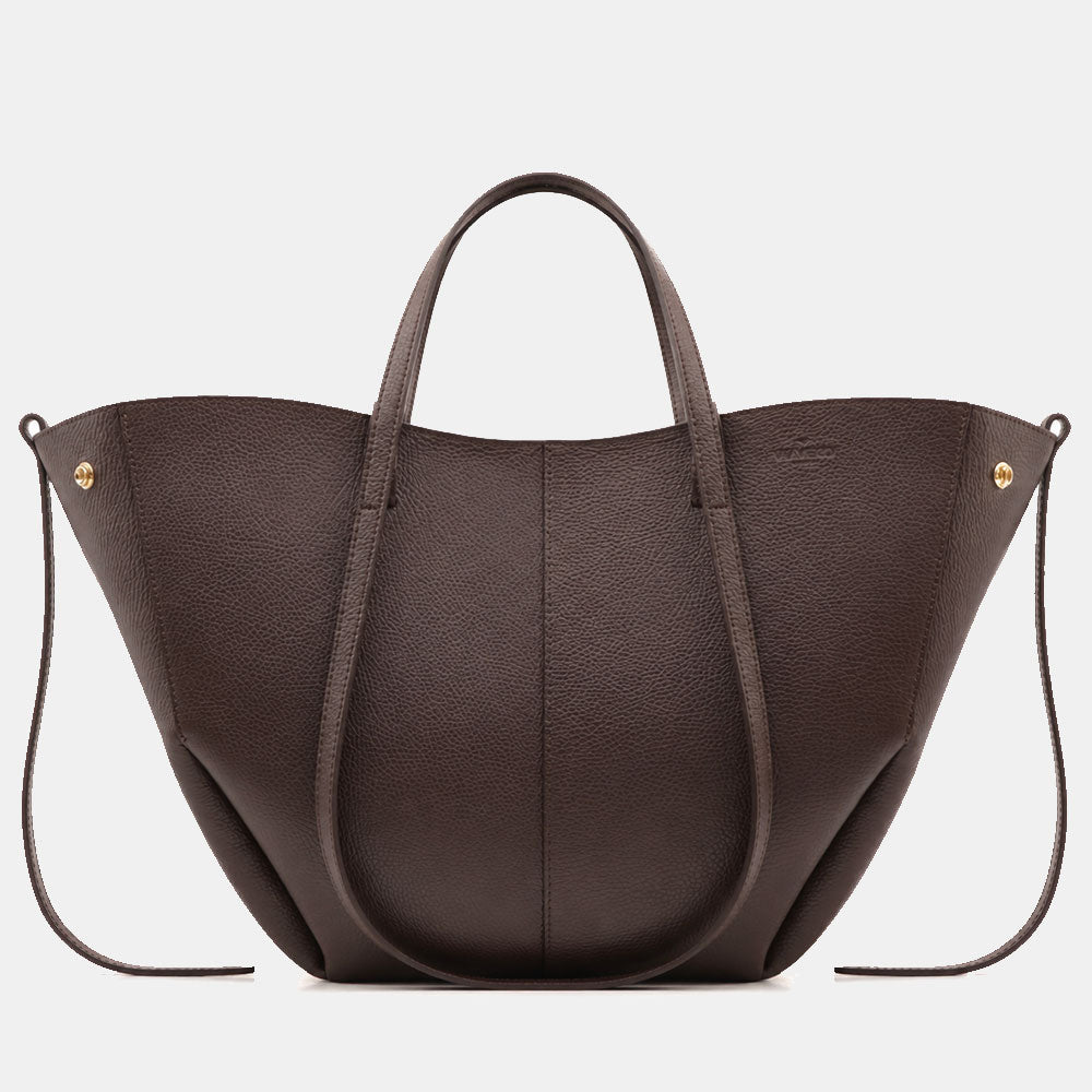 Borsa Doppio Manico a Mano e Spalla VIAVERDI in Pelle Testa di Moro Made in Italy linea Capalbio