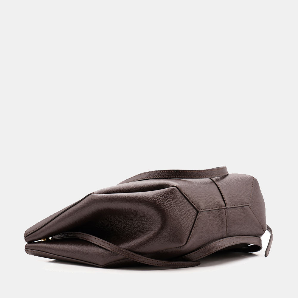 Borsa Doppio Manico a Mano e Spalla VIAVERDI in Pelle Testa di Moro Made in Italy linea Capalbio