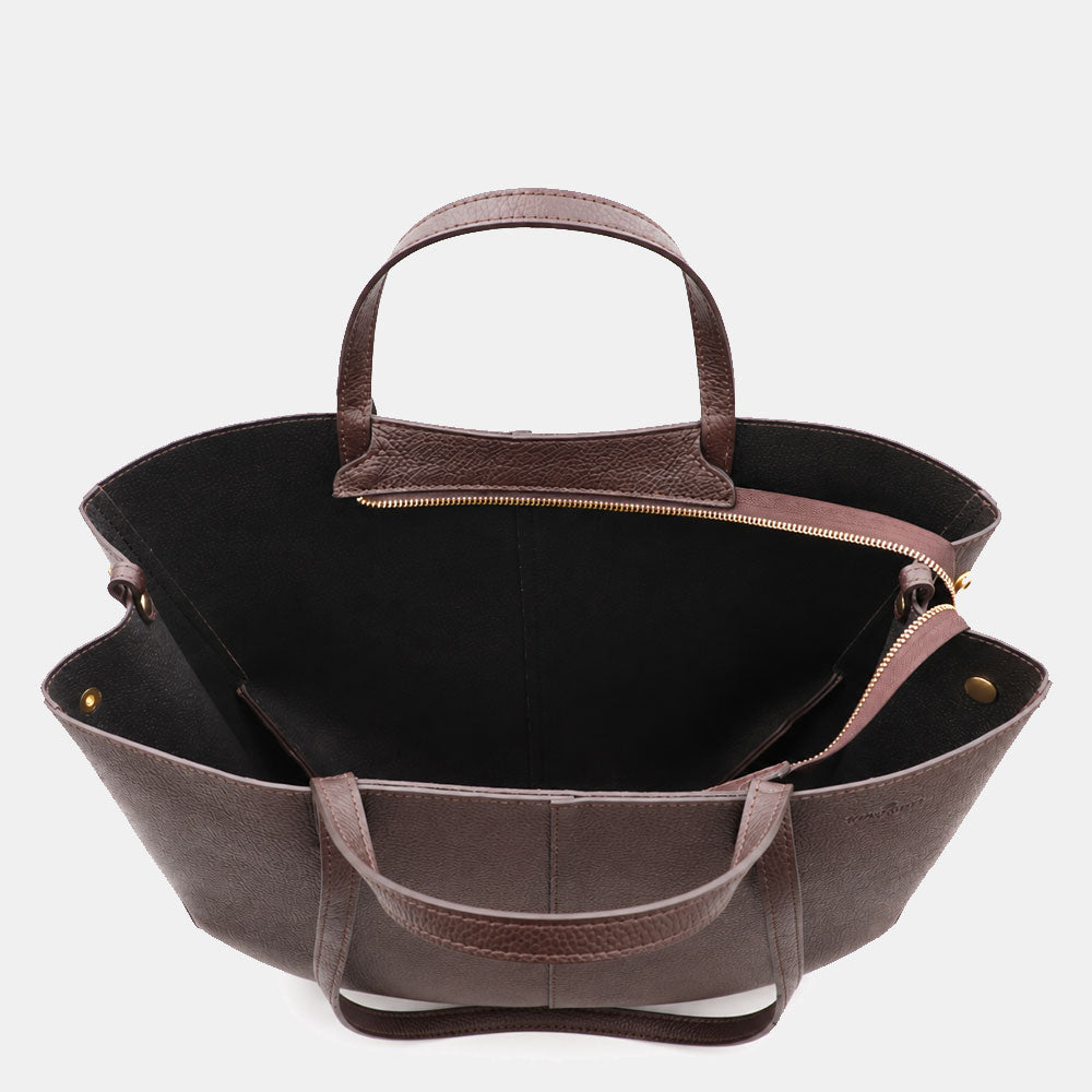 Borsa Doppio Manico a Mano e Spalla VIAVERDI in Pelle Testa di Moro Made in Italy linea Capalbio