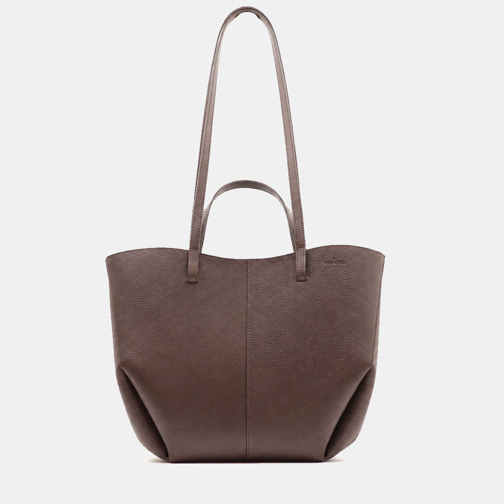 Borsa Doppio Manico a Mano e Spalla VIAVERDI in Pelle Testa di Moro Made in Italy linea Capalbio