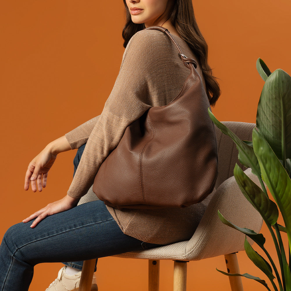 Borsa Hobo in Pelle Marrone VIAVERDI Made in Italy