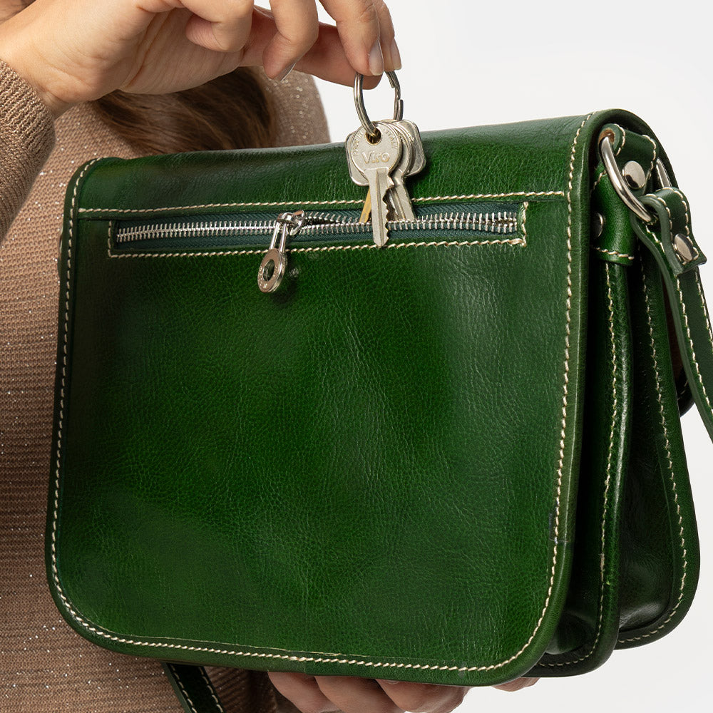 Borsa a tracolla VIAVERDI in Pelle Verde Made in Italy linea Firenze