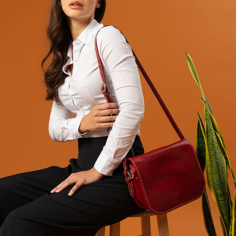 Borsa a Tracolla VIAVERDI in Pelle Verde Made in Italy linea Firenze