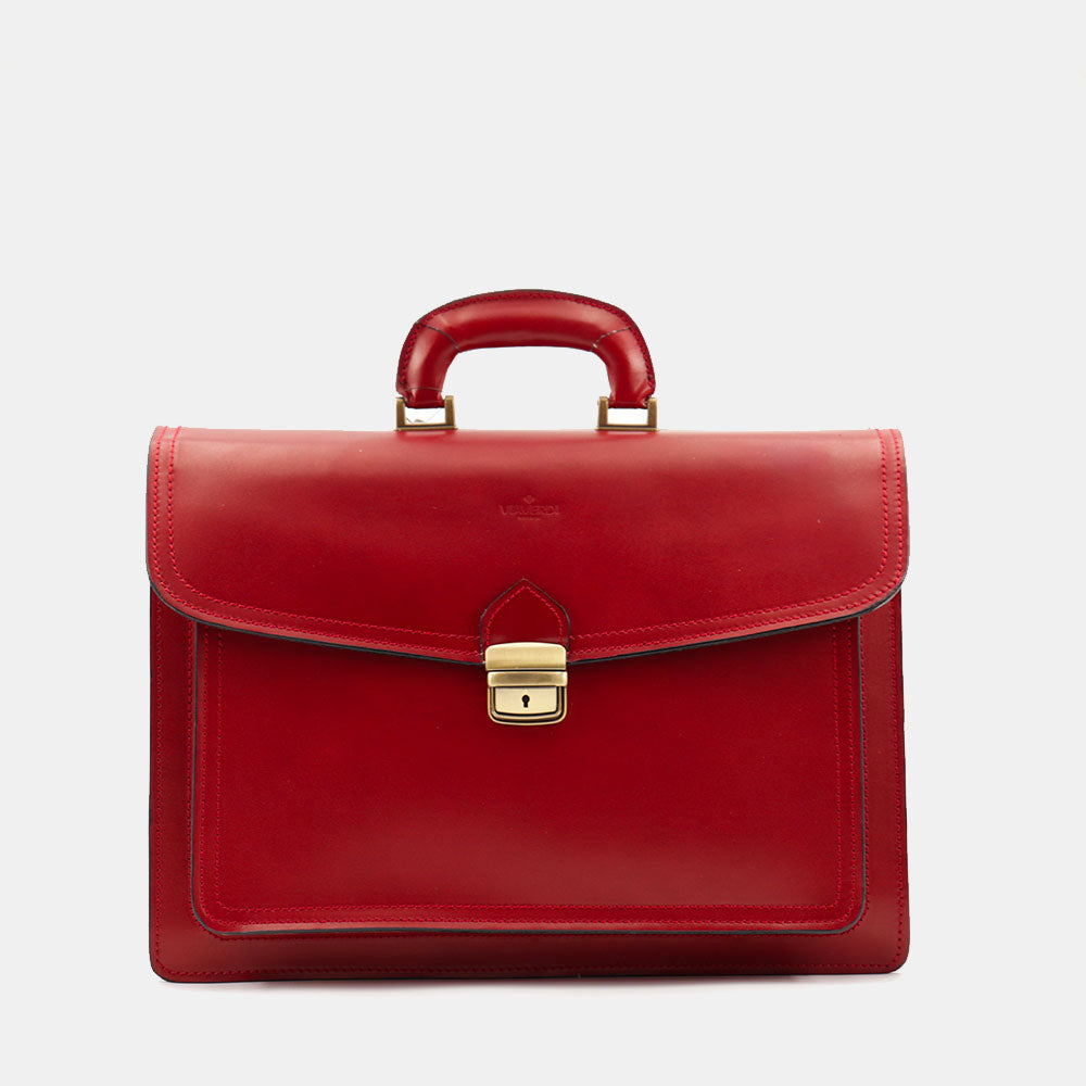 Cartella in Pelle Rossa VIAVERDI Made in Italy - 3 Soffietti Pc 15.6