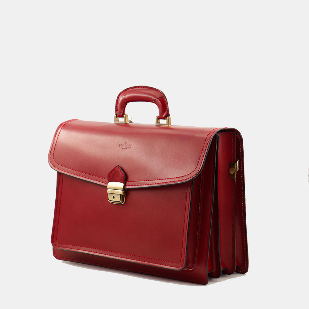 Cartella in Pelle Rossa VIAVERDI Made in Italy - 3 Soffietti Pc 15.6