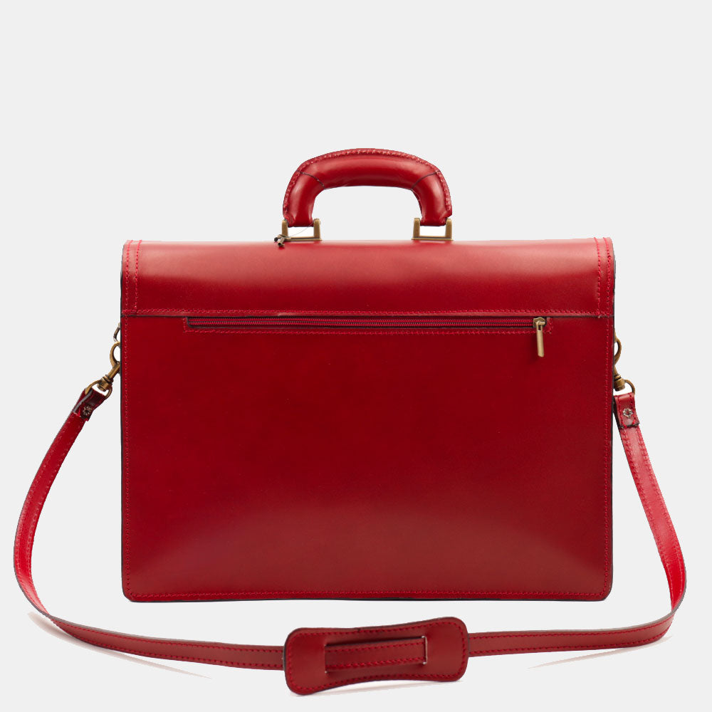 Cartella in Pelle Rossa VIAVERDI Made in Italy - 3 Soffietti Pc 15.6