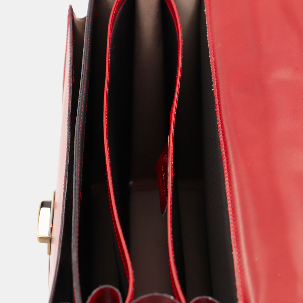 Cartella in Pelle Rossa VIAVERDI Made in Italy - 3 Soffietti Pc 15.6