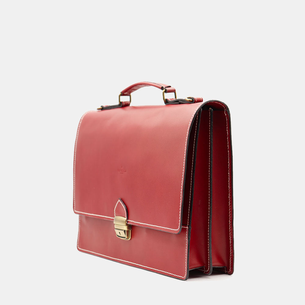 Cartella in Pelle Rossa VIAVERDI Made in Italy - 2 Soffietti porta Pc 15.6