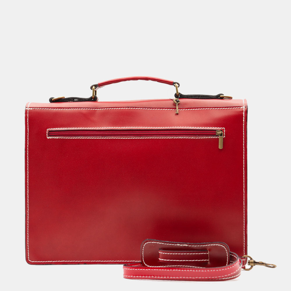 Cartella in Pelle Rossa VIAVERDI Made in Italy - 2 Soffietti porta Pc 15.6