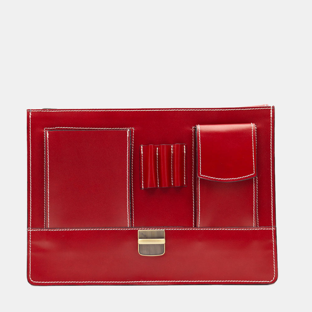 Cartella in Pelle Rossa VIAVERDI Made in Italy - 2 Soffietti porta Pc 15.6
