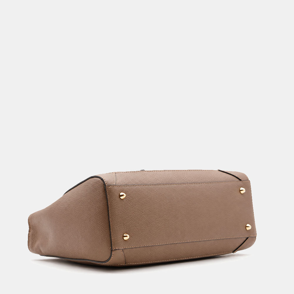 Borsa a Spalla VIAVERDI in Pelle e Camoscio Taupe Made in Italy linea Certaldo