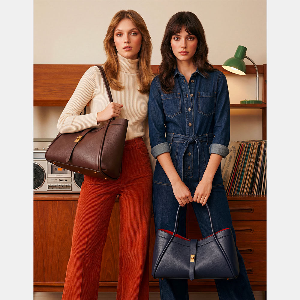 VIAVERDI Women's Shoulder Bag in Blue Leather Made in Italy, Cortona Line