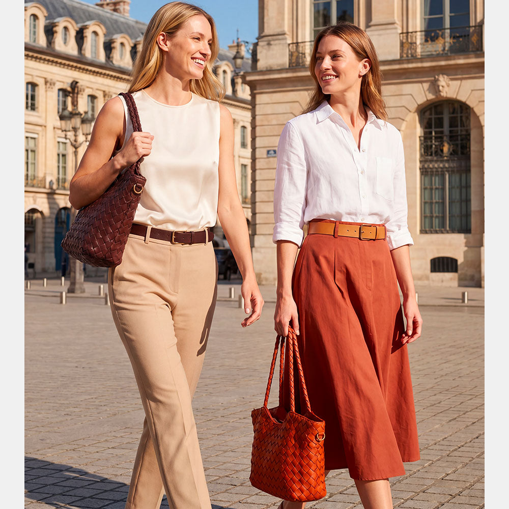 Umhängetasche VIAVERDI aus geflochtenem Leder Braun Made in Italy Linie Tuscany