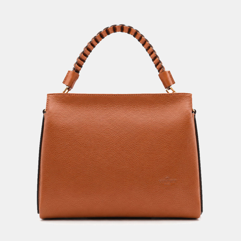 Borsa a Spalla in Pelle Marrone VIAVERDI Made in Italy linea Monteriggioni