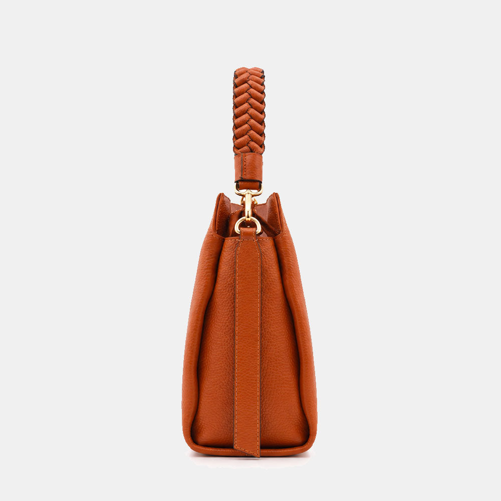 Borsa a Spalla in Pelle Marrone VIAVERDI Made in Italy linea Monteriggioni