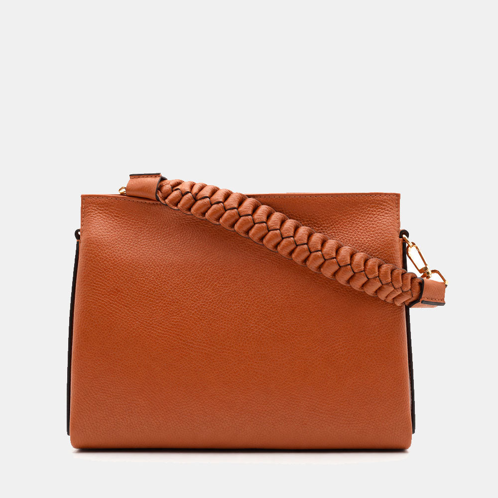 Borsa a Spalla in Pelle Marrone VIAVERDI Made in Italy linea Monteriggioni