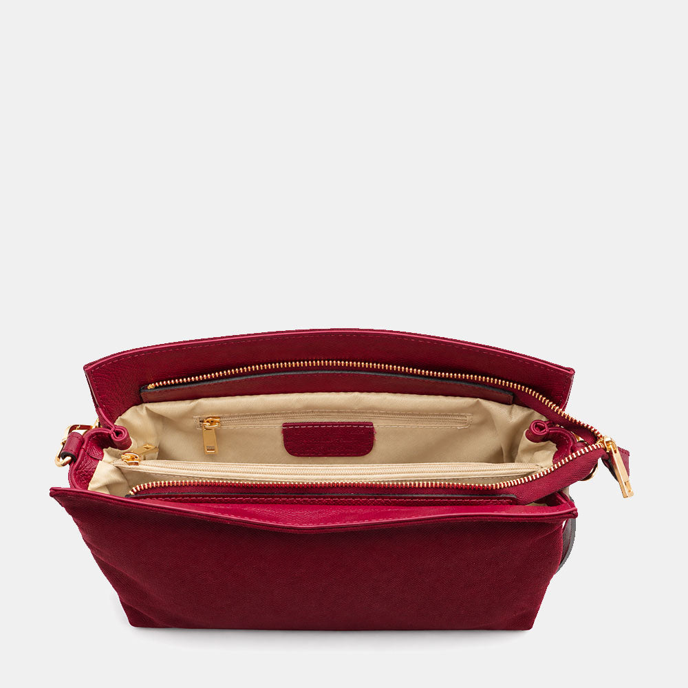 Borsa a Spalla in Camoscio e Pelle Bordeaux VIAVERDI Made in Italy linea Monteriggioni