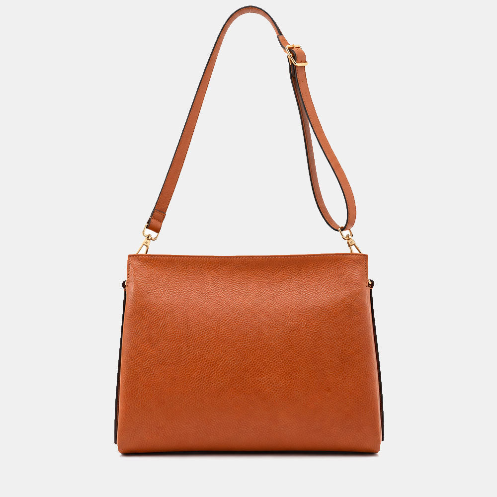 Borsa a Spalla in Pelle Marrone VIAVERDI Made in Italy linea Monteriggioni