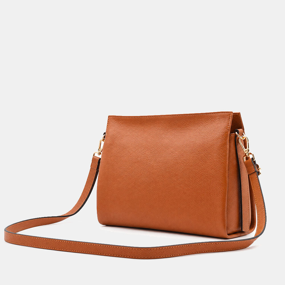 Borsa a Spalla in Pelle Marrone VIAVERDI Made in Italy linea Monteriggioni