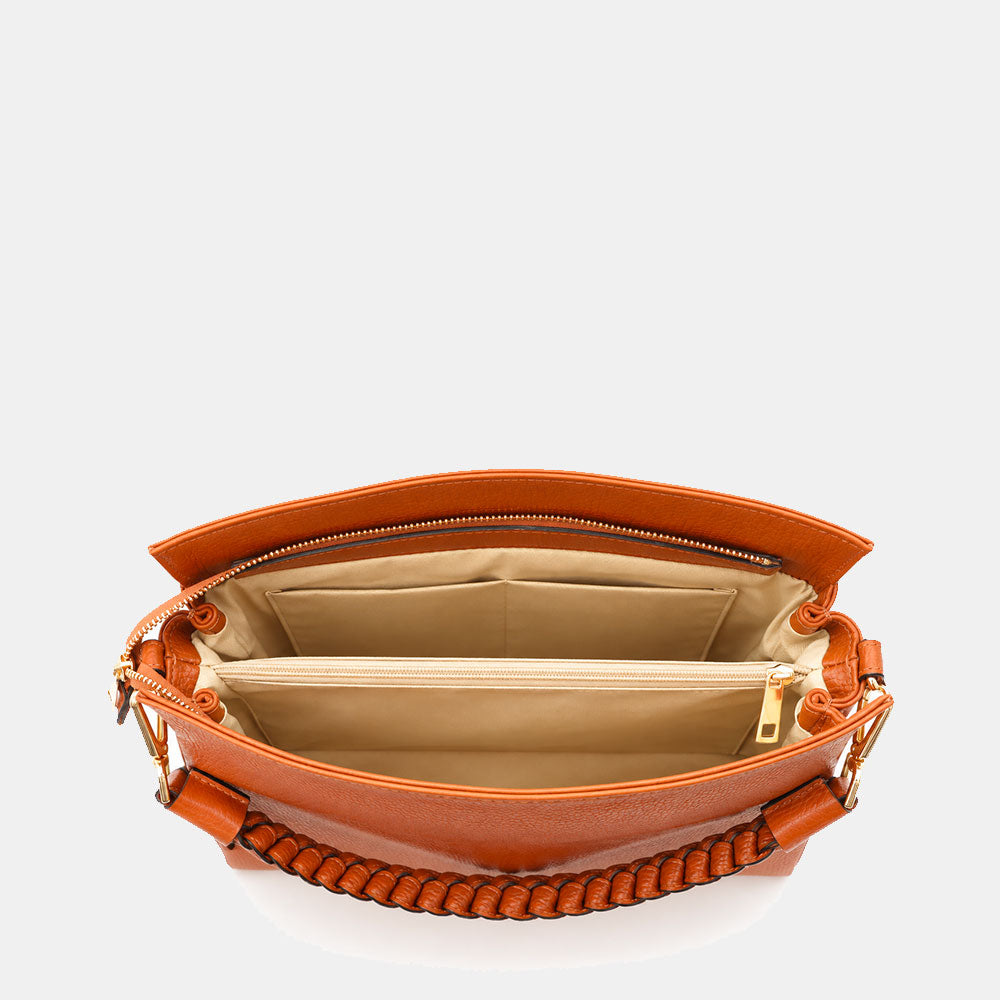 Borsa a Spalla in Pelle Marrone VIAVERDI Made in Italy linea Monteriggioni