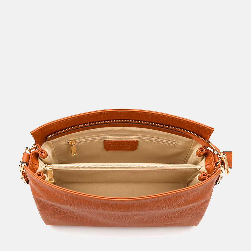 Borsa a Spalla in Pelle Marrone VIAVERDI Made in Italy linea Monteriggioni