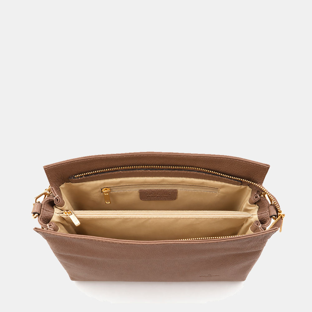 Borsa a Spalla in Pelle Taupe VIAVERDI Made in Italy linea Monteriggioni