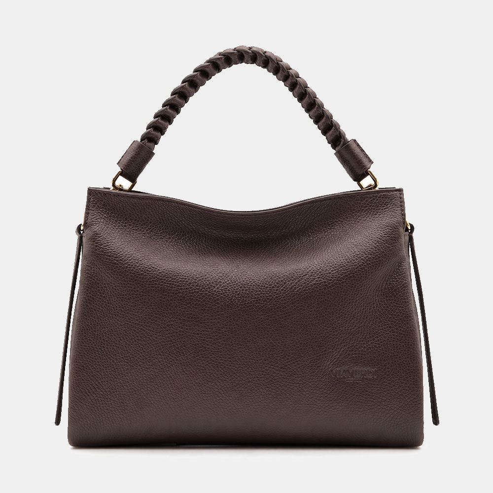 Borsa a Spalla in Pelle Testa di Moro VIAVERDI Made in Italy linea Monteriggioni