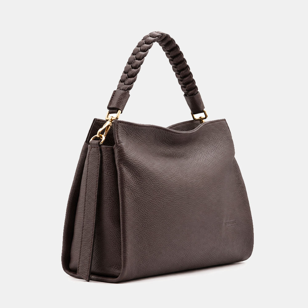 Borsa a Spalla in Pelle Testa di Moro VIAVERDI Made in Italy linea Monteriggioni