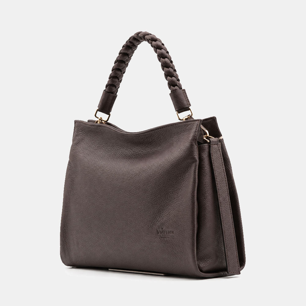 Borsa a Spalla in Pelle Testa di Moro VIAVERDI Made in Italy linea Monteriggioni