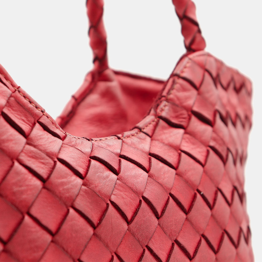 Borsa a Spalla VIAVERDI in Pelle Intrecciata Rossa Made in Italy linea Tuscany