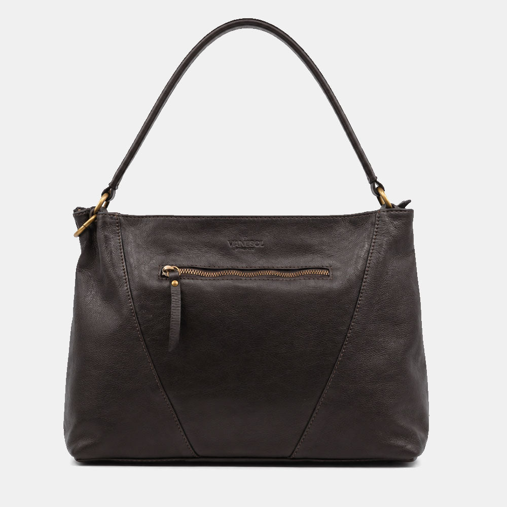 Borsa a Spalla VIAVERDI in Pelle Nera con Intreccio Made in Italy linea Tuscany