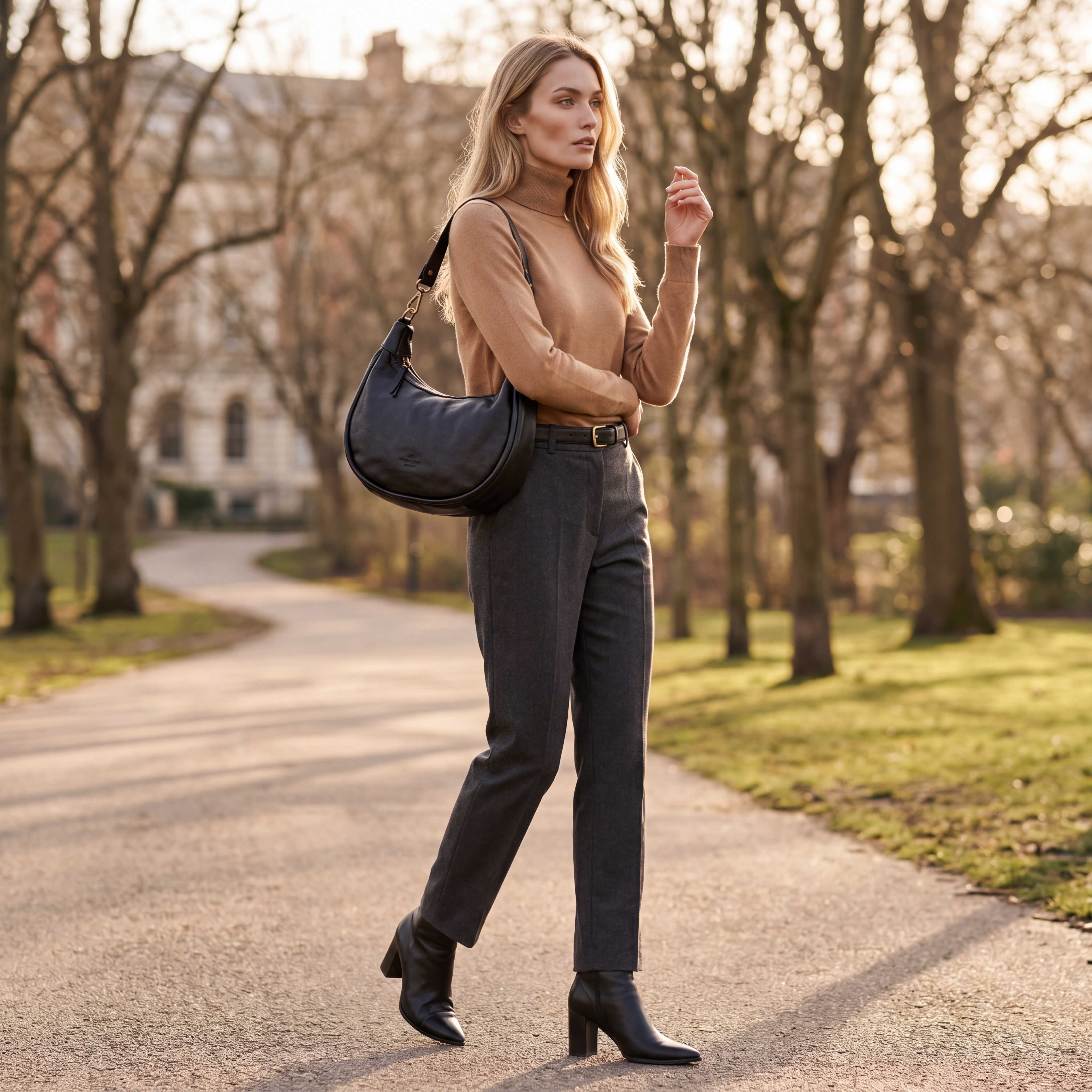 ViaVerdi Shoulder Bag in Black Leather Made in Italy – Tuscany Line
