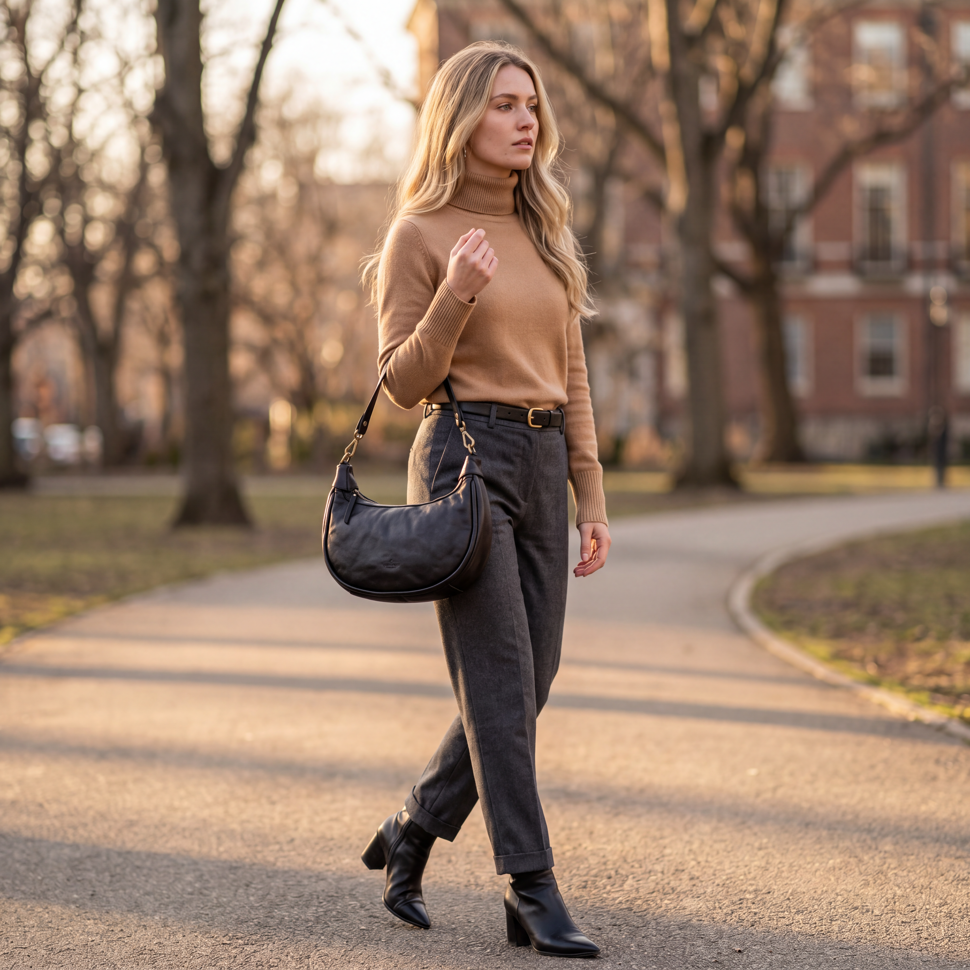ViaVerdi Shoulder Bag in Black Leather Made in Italy – Tuscany Line
