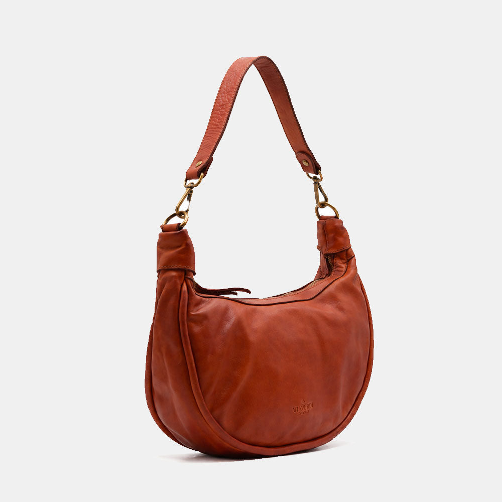 Borsa a Spalla VIAVERDI in Pelle color Cuoio Made in Italy linea Tuscany