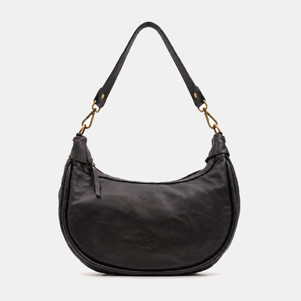 Borsa a Spalla VIAVERDI in Pelle Nera Made in Italy linea Tuscany