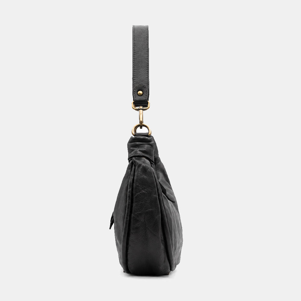 Borsa a Spalla VIAVERDI in Pelle Nera Made in Italy linea Tuscany