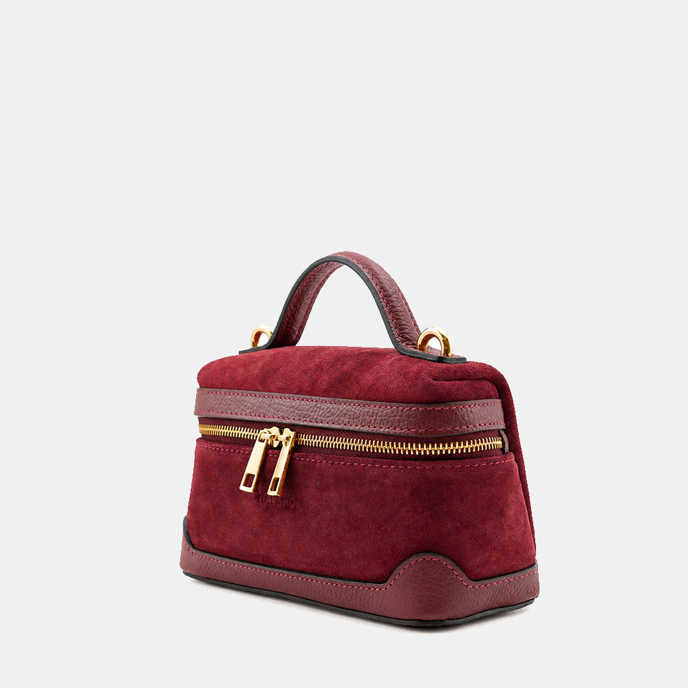 Borsa Mini Bag VIAVERDI in Camoscio Bordeaux Made in Italy linea Montalcino