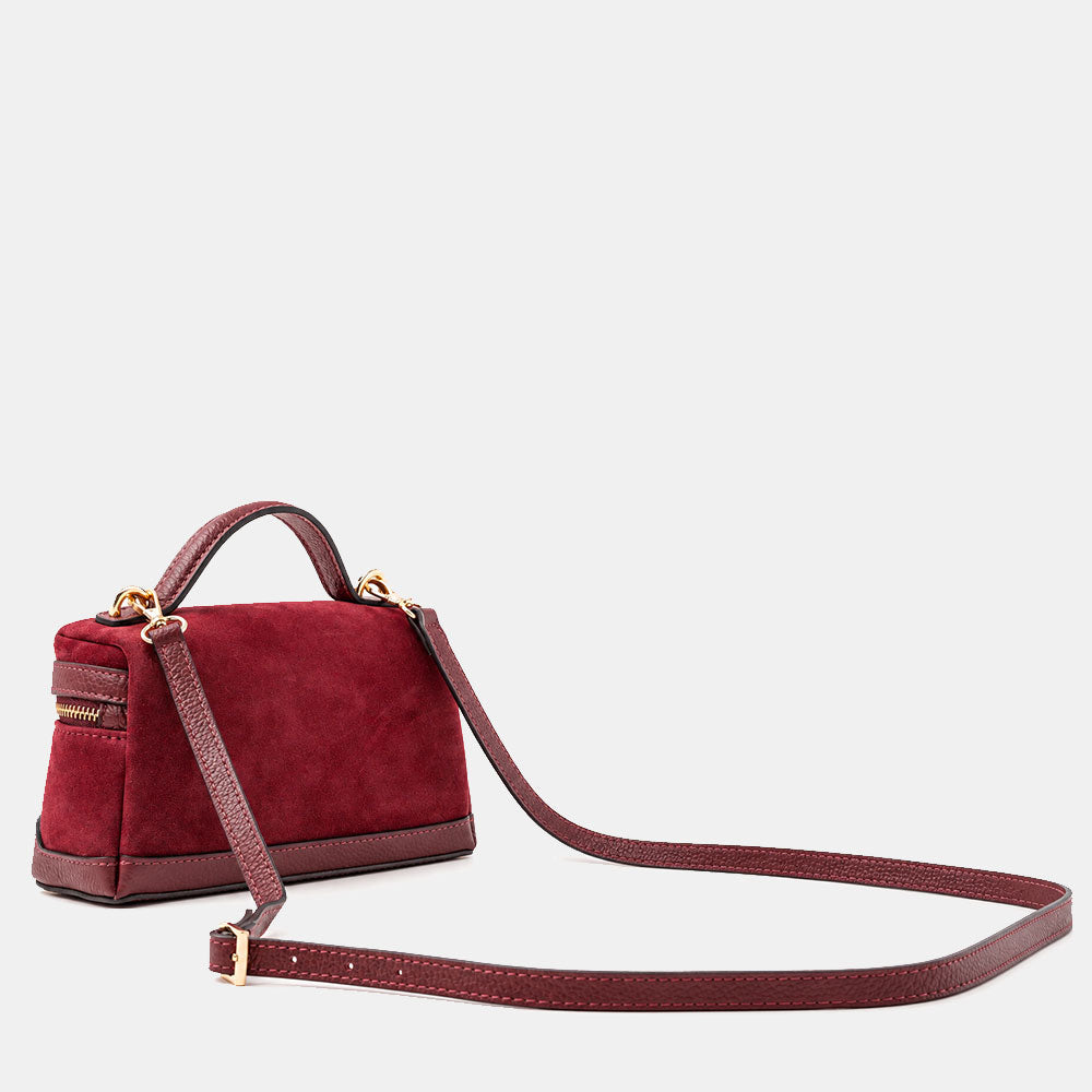 Borsa Mini Bag VIAVERDI in Camoscio Bordeaux Made in Italy linea Montalcino