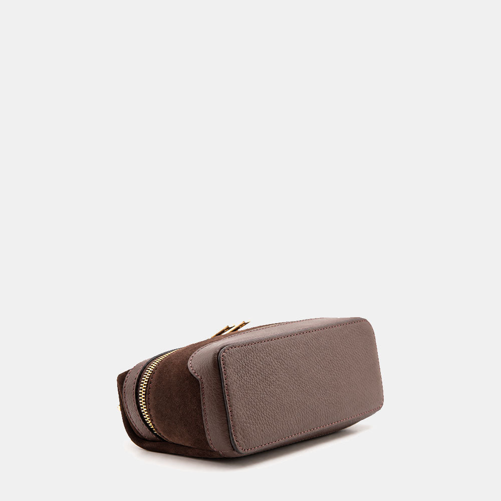 Borsa Mini Bag VIAVERDI in Camoscio Testa di Moro Made in Italy linea Montalcino