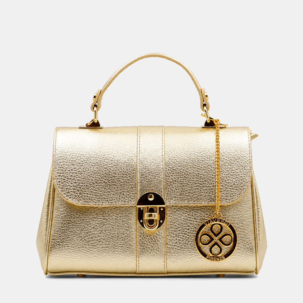 Borsa a Mano VIAVERDI in Pelle Oro Made in Italy linea Montalcino