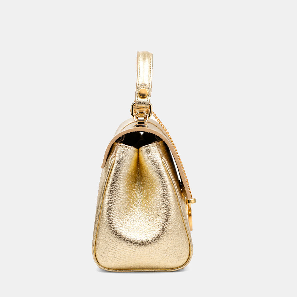 Borsa a Mano VIAVERDI in Pelle Oro Made in Italy linea Montalcino