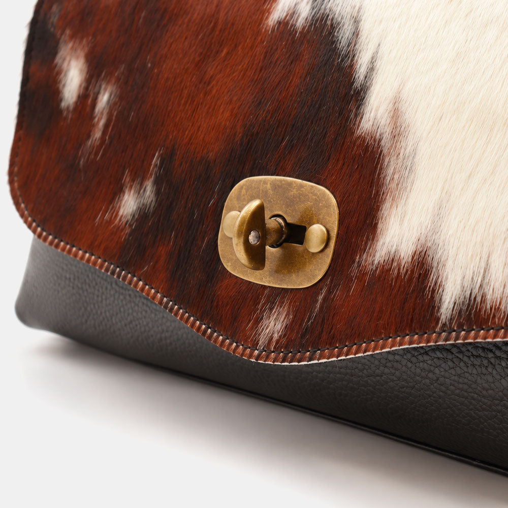 Borsa Donna a Mano VIAVERDI Cavallino e Pelle Nera Made in Italy linea Cortona